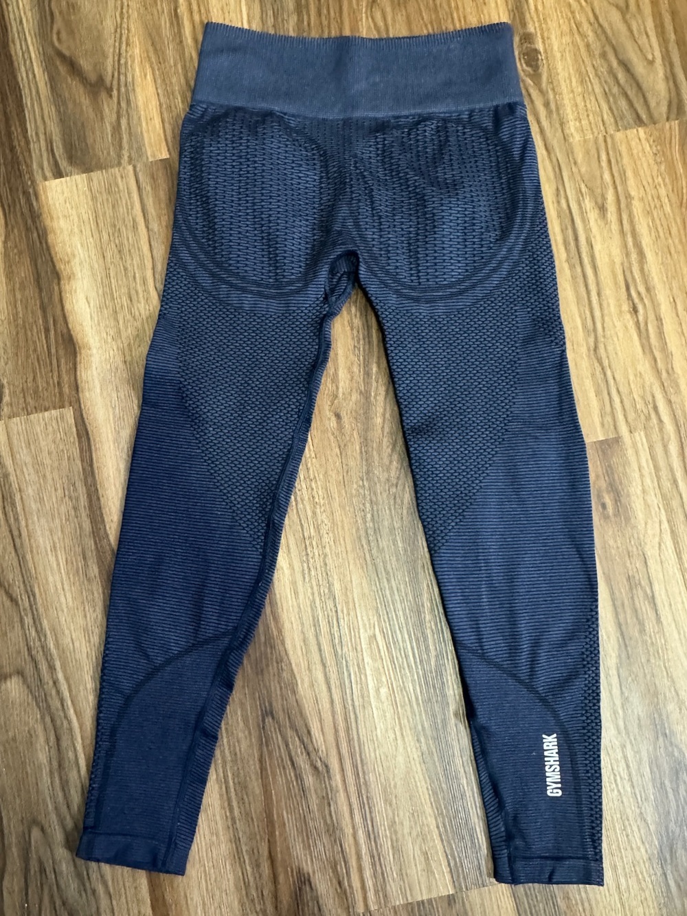 GYMSHARK Glute contouring High-Waist Textured Seamless Leggings Navy Blue Marl - Picture 5 of 7